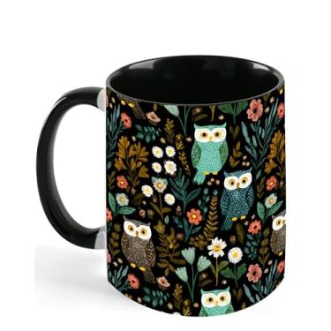 Imagem de NOXOZNMOK Caneca de café de cerâmica de coruja novidade canecas de 325 ml com alça presentes engraçados de xícara de chá para aniversário e Natal