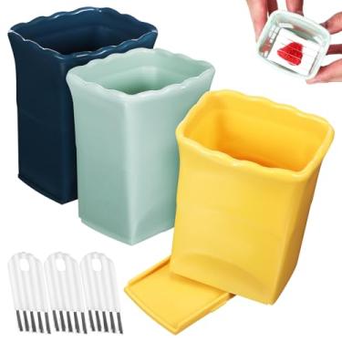 Imagem de Abaodam 3 peças de copo para fatiar frutas com pincéis – Cortador de morango, ovo, uva, banana, cortador rápido para fazer salada de frutas, legumes, cozinha, ferramenta de fatiar