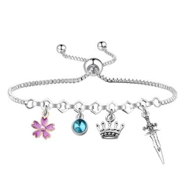 Imagem de UJIMS Presentes inspirados em livro Powerless Pulseira com pingente de punhal e flor Romantasy Presentes de leitura Powerless Book Merch, standard, Aço inoxidável, Sem Pedra Preciosa