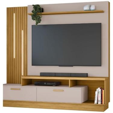 Imagem de Estante Home Mdp e Mdf Ripado para Tv até 65 polegadas Nature e Off