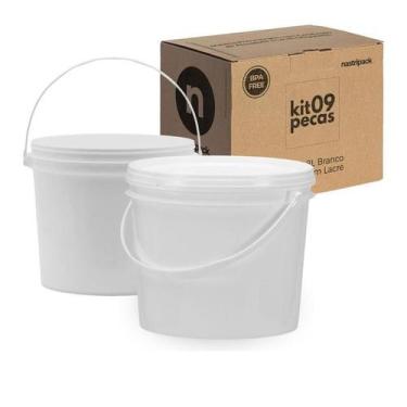 Imagem de Balde Branco De 1.8Lts Com Tampa Lacre 9 Pçs - Nastripack
