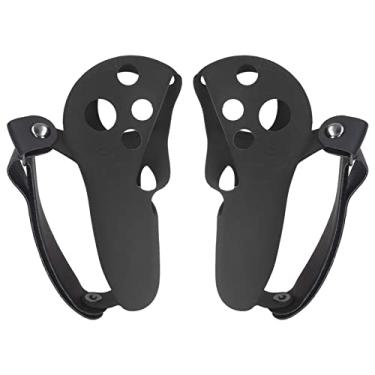 Imagem de Touch Controller Grip Cover Silicone Protective Knuckles Design ajustável para META MESS PRO VR Controller 2PCs (Preto)