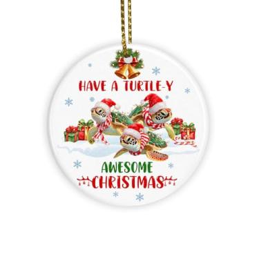 Imagem de Enfeites de árvore de Natal de tartaruga marinha, enfeites de cerâmica para pendurar tartarugas oceânicas, enfeites de Natal com tema de praia, presentes para amantes de animais marinhos para meninas