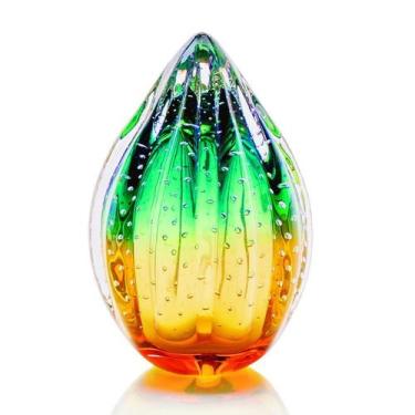 Imagem de Vaso Pinha Em Cristal Murano Verde E Âmbar - São Marcos 16cm