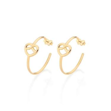 Imagem de Brinco Rommanel Banhado Ouro 18k Meia Argola Coração Com Infinito 5271