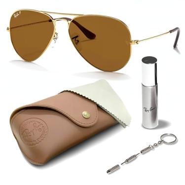 Imagem de Ray-Ban RB3025 Óculos de sol clássicos polarizados em forma de aviador com kit de óculos – protetores de nariz ajustáveis – Óculos de sol retrô formais e casuais ideais, Dourado (001/57 | 62 mm)