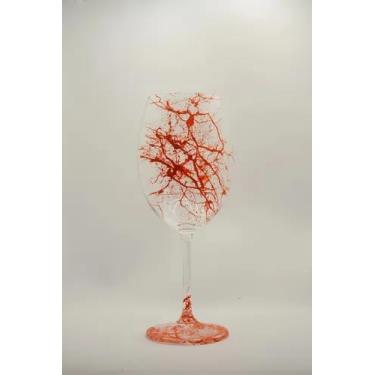 Imagem de Taças De Cristal Para Vinho Personalizada Splash Neon 500ml Kit Com 2 Peças - Cor: Taça Laranja