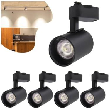 Imagem de Kit 5 Spot Para Trilho Eletrificado Preto Led 7w 3000k Branco Quente Bivolt 110v/220v