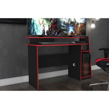 Imagem de Mesa de Computador Solteiro Gamer MSM 448 Preto/Vermelho - Movelbento