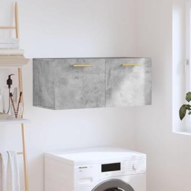 Imagem de Armário De Parede Branco Brilhante 100x36,5x35 Cm Contraplacado, Armário, Armários De Cozinha, Armários De Parede Para Casa De Banho, Armário, Concrete Grey, 80 x 36.5 x 35 cm