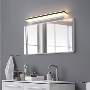 Imagem de GZZBMY Luzes de parede LED para espelho de banheiro, arandelas de parede acrílicas modernas de alumínio para uso interno, à prova d'água, lâmpadas de parede para barbear e maquiagem, sala de estar