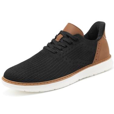 Imagem de Sapato social masculino casual Oxfords com cadarço de malha respirável confortável e leve, Preto, 46