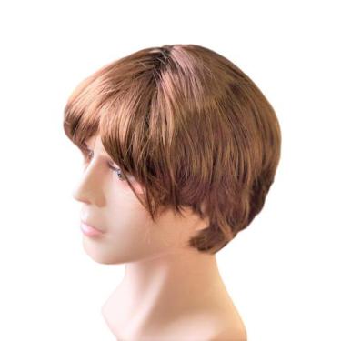 Imagem de Peruca Sintética Castanha Curta feminina/ masculina - IndiaChina