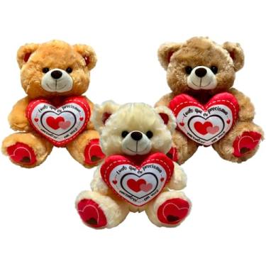 Imagem de Urso Ursinho De Pelucia Fofo Com Coração Namorados Romantico -30cm