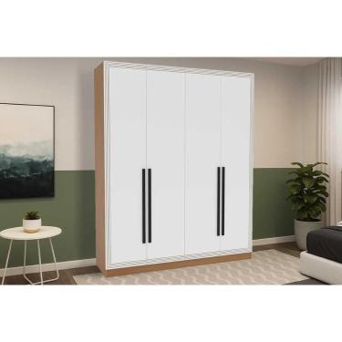 Imagem de Guarda Roupa Casal 4 Portas E 4 Gavetas Valência Freijo/branco - Politorno