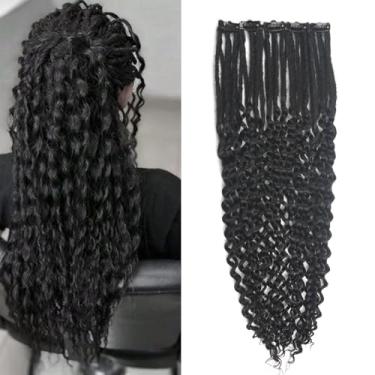 Imagem de Kyriena Extensões de dreadlock encaracolado com clipe de 61 cm, 5 clipes com 15 fios, extensões de dreads ondulados encaracolados e encaracolados de extremidade única, dreads de encaixe feitos à mão