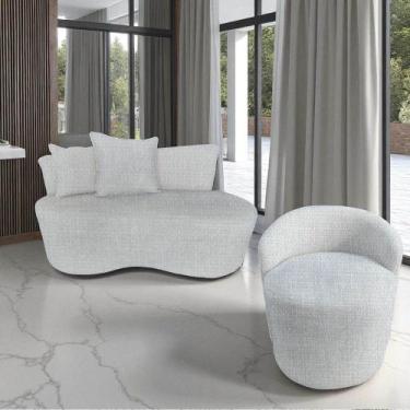 Imagem de Kit Namoradeira + Poltrona Yara Orgânica Linho Bege - Mansão Decor