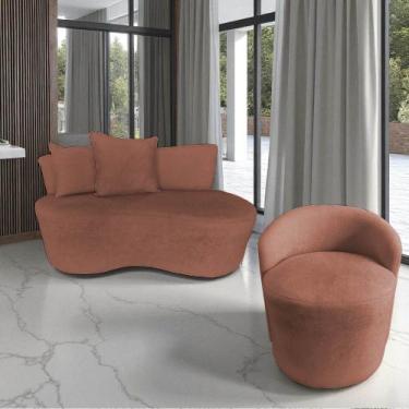 Imagem de Kit Namoradeira + Poltrona Yara Orgânica Bouclé Terracota - Mansão Dec