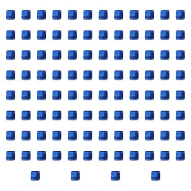 Imagem de menolana 100x Cubos de acrílico Brinquedos de treinamento sensorial Cubos empilháveis ​​Jogo de tabuleiro interativo de seis lados Dados em branco para, Azul