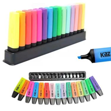 Imagem de Marca Texto 15 Cores Chanfrado Com Suporte Kaz Kz6018