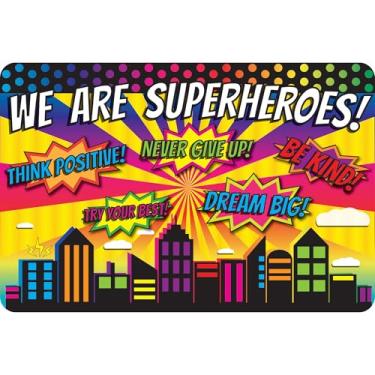 Imagem de Ashley Productions O tapete divertido original, tapete de boas-vindas, 39,4 cm x 59,7 cm, tapete de boas-vindas de super-herói