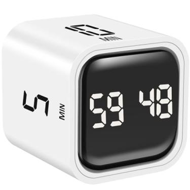 Imagem de Temporizador de cubo 500 mAh recarregável temporizador compacto gerenciamento de tempo cubo portátil produtividade multifuncional com pausa e retomar, silenciar, vibrar e alarme sonoro ajustável para