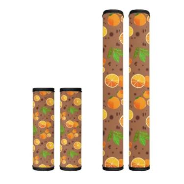 Imagem de HUISEFOR Conjunto de 4 capas de maçaneta de geladeira laranja laváveis, micro-ondas, lava-louças, portas, panos, protetores, ajustáveis, capas para maçanetas de geladeira, decoração de cozinha