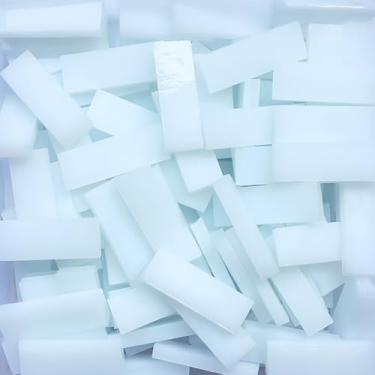 Imagem de LiFschal Vitral de mosaico retangular, vitral de vidro texturizado de 0,7 x 2,1 cm, feito à mão para artesanato faça você mesmo, decorações de casa - cerca de 140 peças, 200 g, branco