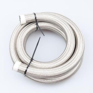 Imagem de AC PERFORMANCE -10 AN Mangueira de combustível, borracha CPE trançada de aço inoxidável, compatível com sistema de combustível, E85, E10, óleo, gasolina, metanol, lubrificantes, sistema de