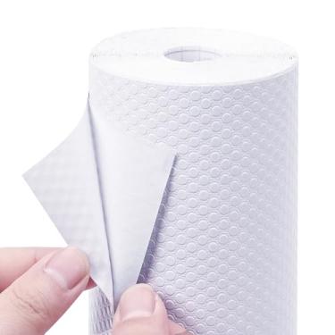 Imagem de Forro de prateleira de armário descasque e cole: papel de contato branco de 28 polegadas de largura - forros autoadesivos antiderrapantes à prova d'água - Tapetes de armário removíveis fáceis de