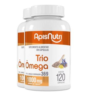 Imagem de Kit 2 Trio Omega 3, 6 E 9 Apisnutri 1000Mg 120 Cápsulas