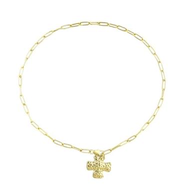 Imagem de NKTDWO Colar de cruz de papel para mulheres – Um acessório inspirado na fé projetado especificamente para mulheres, combinando significado espiritual com um toque elegante., Latão, Sem Pedra Preciosa