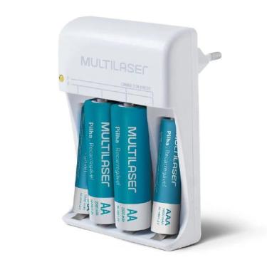 Imagem de Carregador de Pilhas Recarregáveis AA e AAA - Multilaser com 4 Pilhas 