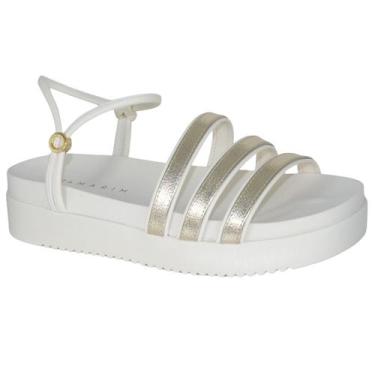 Imagem de Sandália Ramarim Flatform Tratorada Tiras Feminina 36204, Ouro, 36