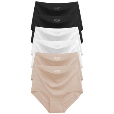 Imagem de Cuecas femininas Cuweni sem costura de cintura alta, pacote com 6