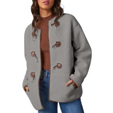 Imagem de Jaqueta de lã Dokotoo Feminina Moda Outono Inverno Cinza