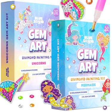 Imagem de Blue Squid Diamond Art Kits for Kids – Easy DIY 5D Gem Art Diamond Painting Kits for Unicorn and Mermaid - Arts & Crafts Kit for Kids, Girls, Boys Ages 6 7 8 9 10 11 12