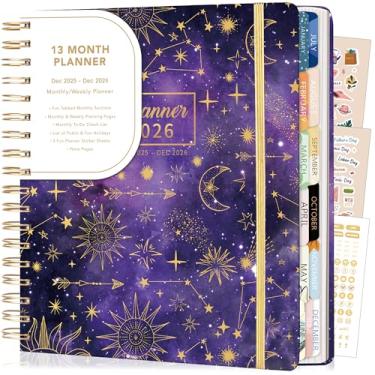 Imagem de CAGIE Agenda 2026 semanal e mensal - dezembro de 2025 a dezembro de 2026 com abas de 13 meses, planejadores de capa dura para mulheres com adesivos encadernados em espiral, agenda anual, 21 x 23 cm