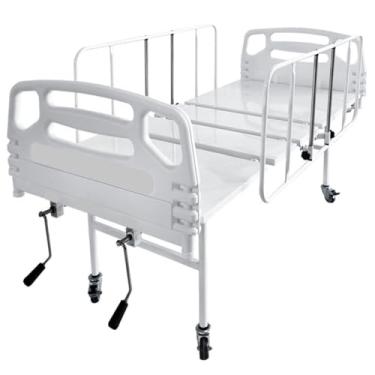 Imagem de Cama Hospitalar Manual 2 Manivelas com Altura fixa do Leito e 6 posições Grades Semi Luxo