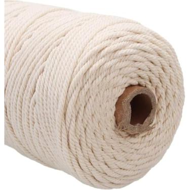 Imagem de Cordão De Macramê 200m Cordão De Algodão Branco Bege Corda Torcida Artesanato Corda De Macramê Diy Handmade Home Decorativo Fornecimento 3mm, 2mm Beige