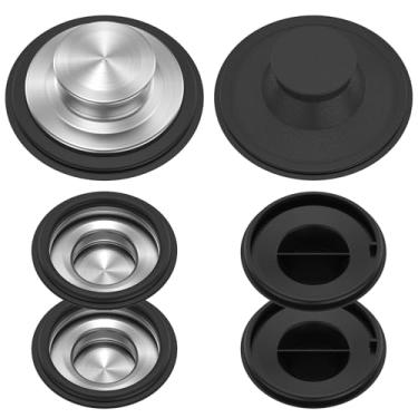 Imagem de 3 peças de rolha de descarte de lixo, rolha de ralo de pia de cozinha de 8,5 cm, tampa universal de plugue de drenagem de pia de aço inoxidável, protetor de pia de vedação firme para restaurante