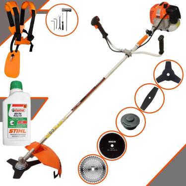 Imagem de Roçadeira Cortador de Grama Lateral À Gasolina Vulcan VR620H 62cc 3HP Completa 5 em 1 Com Carretel de Nylon + 4 Lâminas de Corte + ÓLEO STIHL 2 Tempos