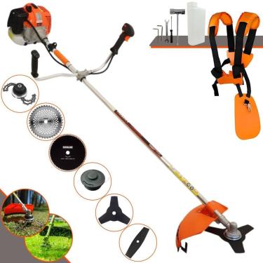 Imagem de Aparador de Grama Completo Vulcan VR620-H À Gasolina Motor 2T 62cc 12.500rpm 3HP de Potência Com Kit 4 Lâminas de Corte, Trimmer e Carretel de Nylon