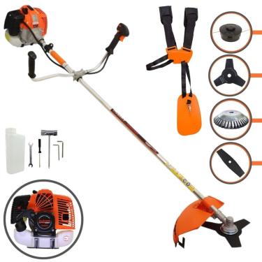 Imagem de Podador de Grama Completo Vulcan VR620H À Gasolina 2T 62cc 3HP 4 Opções de Corte Com Faca 2 Pontas, Faca 3 Pontas, Escova de Aço e Carretel de Nylon