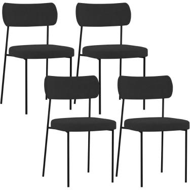Imagem de Kit 04 Cadeiras Estofadas Para Sala De Jantar Melina L02 Suede Preto - Lyam Decor