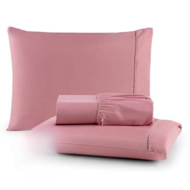 Imagem de Jogo de Lençol Antiácaro e Anti-Pilling - Roupa de Cama com Toque Acetinado e Elástico para Casal, Queen e King(ROSE,KING)