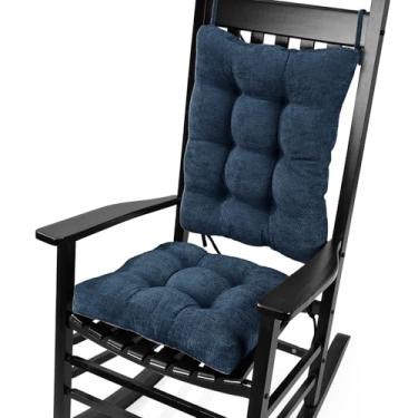 Imagem de Glyzia Conjunto de almofadas de cadeira de balanço para idosos sentados, almofada de encosto e almofada de assento com laços, almofada de cadeira antiderrapante de tecido de chenille de luxo para