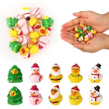 Imagem de 50 Peças Patos de Resina de Natal, 5 Designs Mini Patos Inovadores Árvore Natal, Boneco Neve, Papai Noel, etc. Enchedores Meia Festival para Jardim Paisagístico em Miniatura