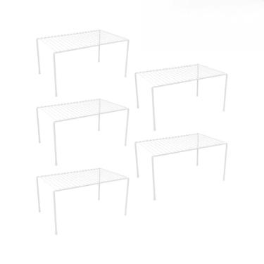 Imagem de Kit 5 Organizador de Cozinha Rack Prateleira Suspensa Suporte Armário Multiuso 32cm Preto(Kit com 5 Organizadores,Branco)
