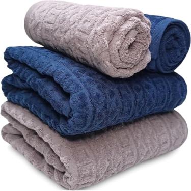 Imagem de Jogo/Kit 2 Toalhas de Banho + 2 Toalhas de Rosto Algodão Macias Luxo 435g Alta Absorção(Sorvete de Uva | Marinho)